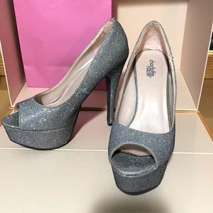 6” Silver Sparkle platform heel